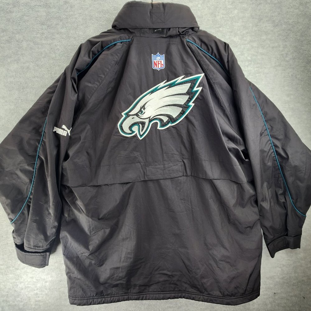 Philadelphia Eagles Jacket Mens XL Black Parka Lined Embroidered Logo NFL Puma